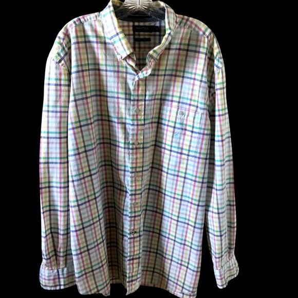 Nautica Pastel Gingham Check Plaid Button Down Long Sleeve Shirt XXL - Picture 1 of 6